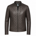 Men’s Cafe Racer Diamond Leather Jacket