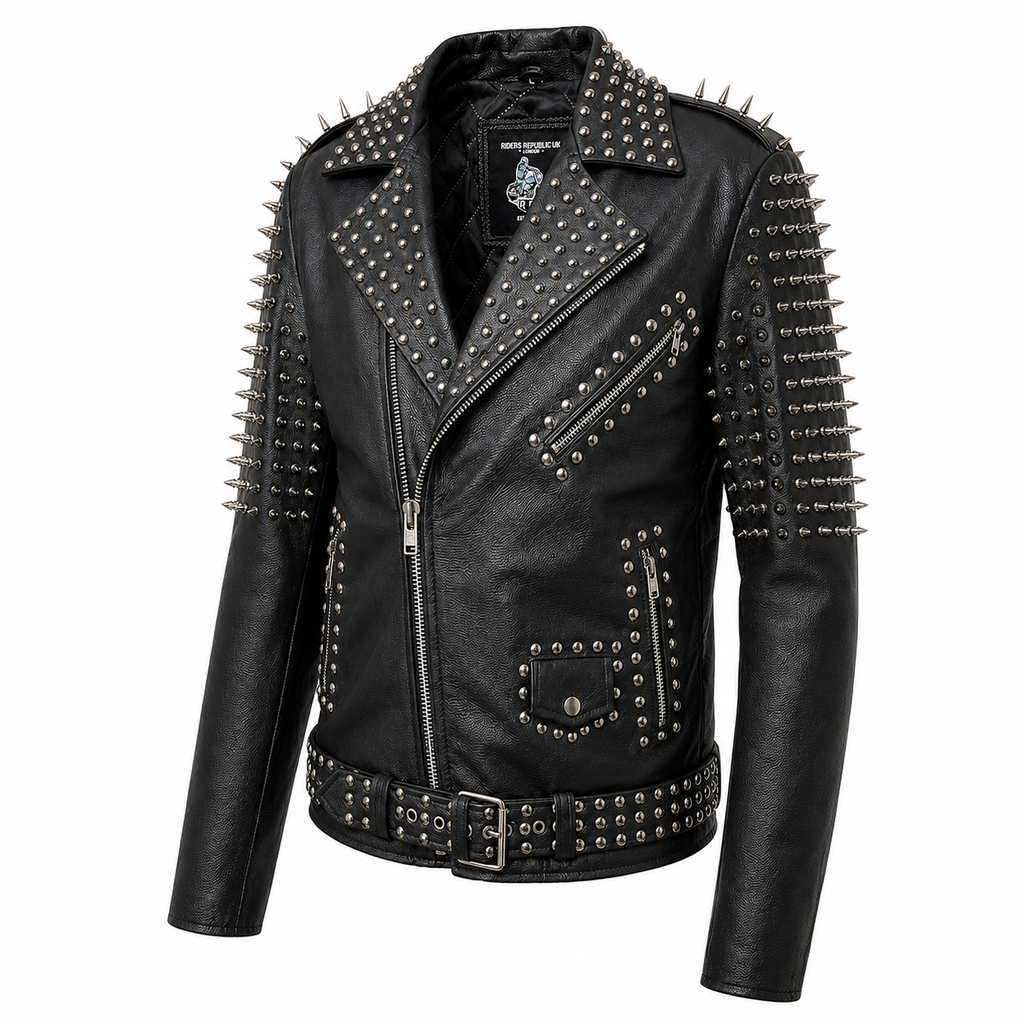 Men’s Spiked Leather Studded Jacket