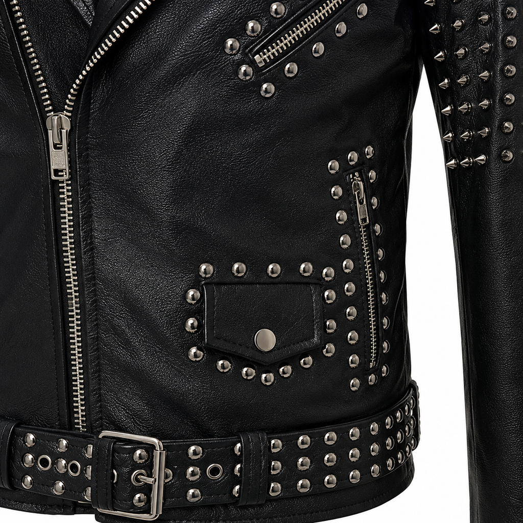 Men’s Spiked Leather Studded Jacket