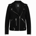 Women’s Black Suede Leather Motorcycle Jacket
