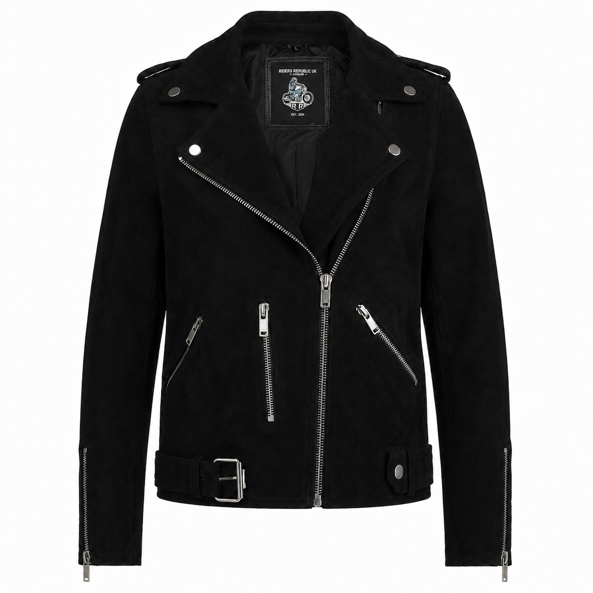 Women’s Black Suede Leather Motorcycle Jacket