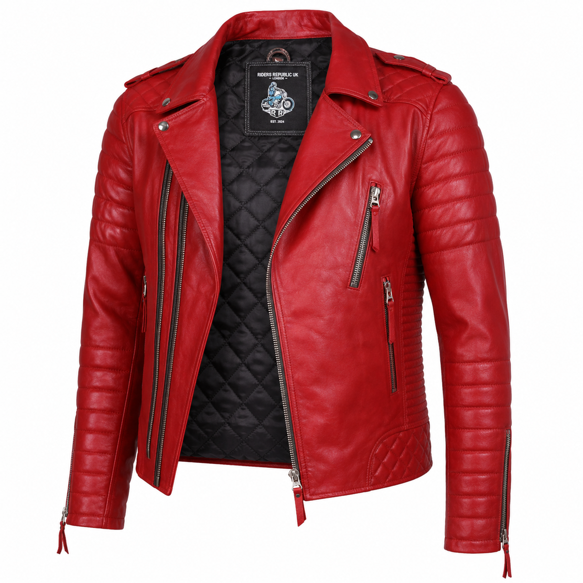 Men’s Supreme Red Biker Fashion Leather Jacket