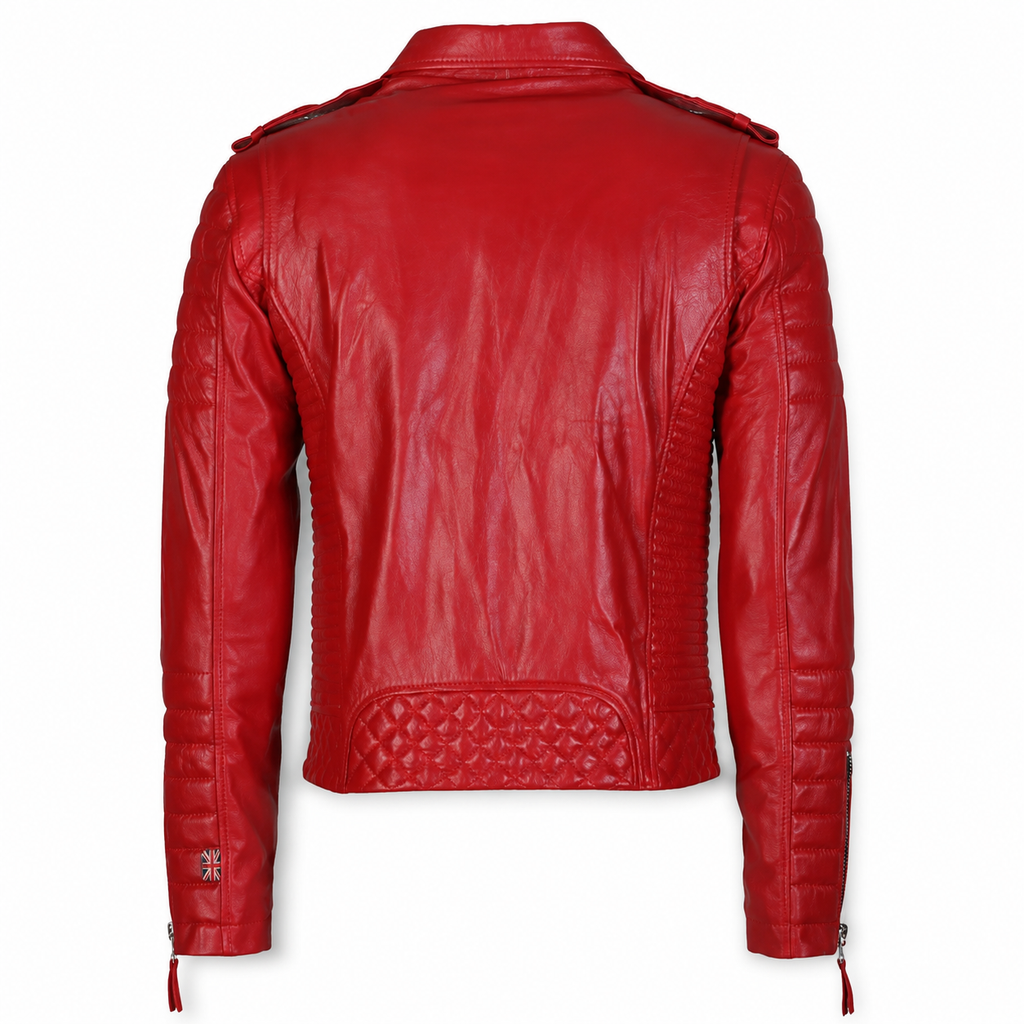 Men’s Supreme Red Biker Fashion Leather Jacket