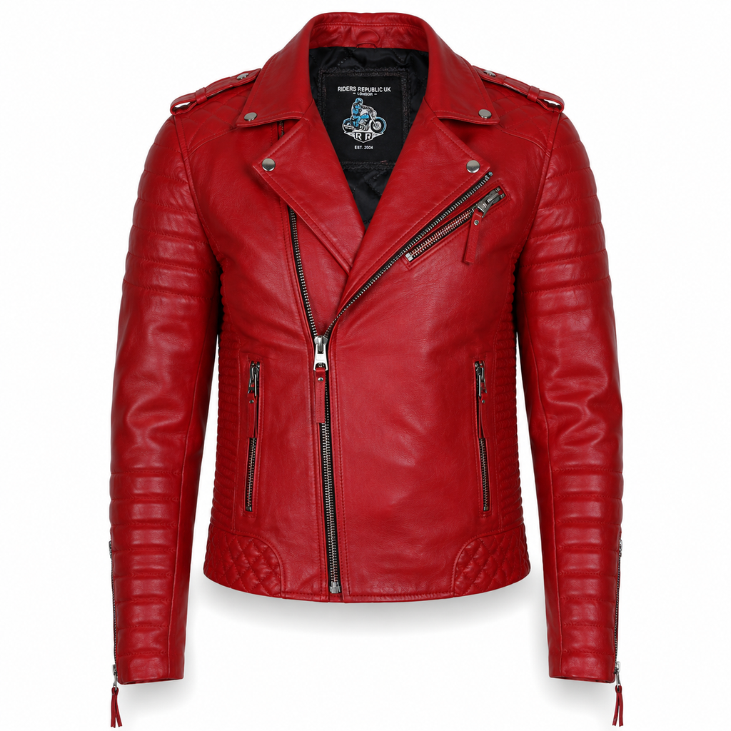 Men’s Supreme Red Biker Fashion Leather Jacket