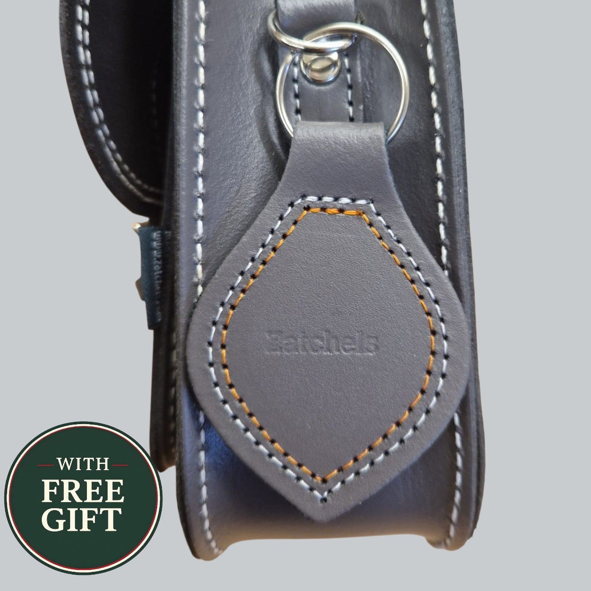 Leather Midi Satchel - Double Stitch - Graphite