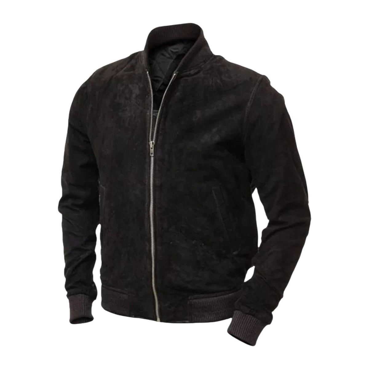 Men’s Tan Suede Leather Bomber Jacket