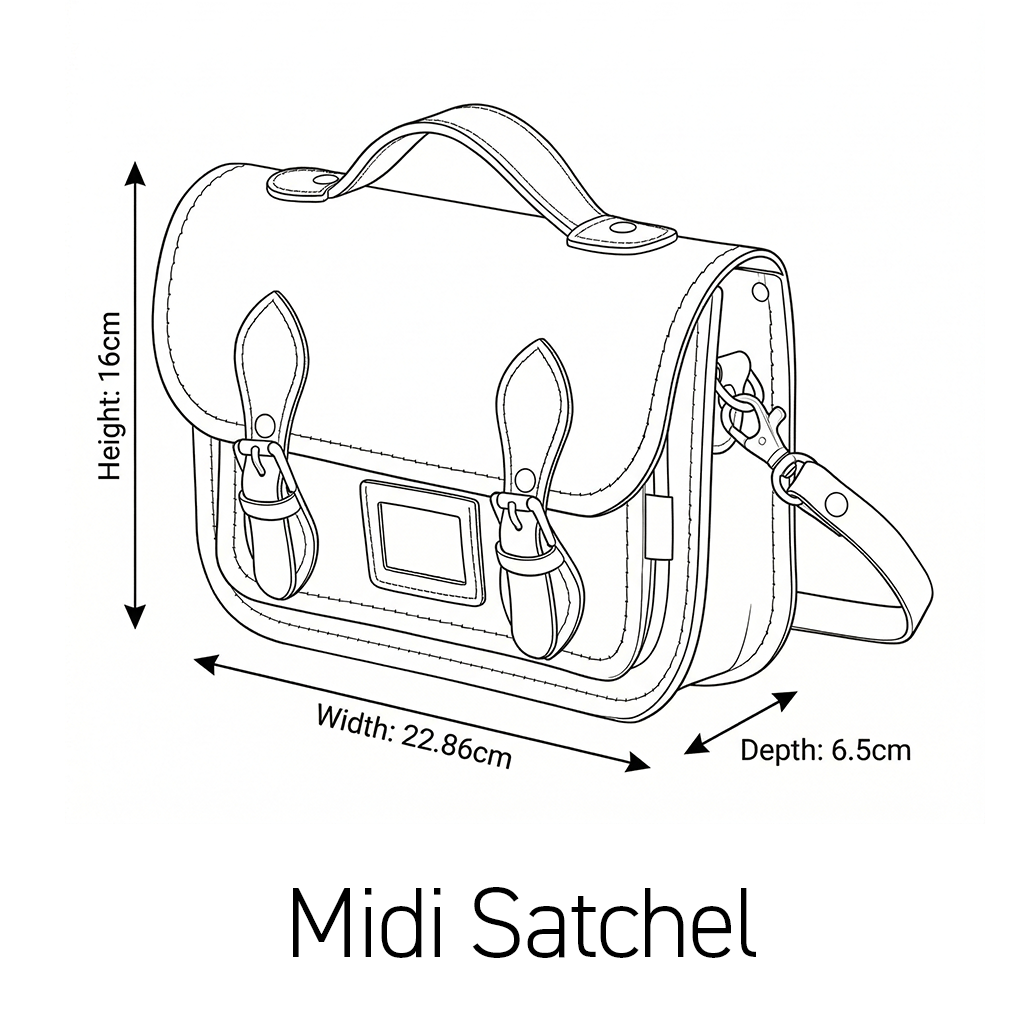 Leather Midi Satchel - Double Stitch - Graphite
