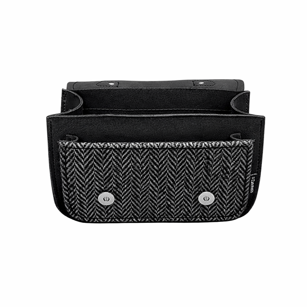 Handmade Tannery Leather and Tweed Cross Body Micro Satchel Plus - Black