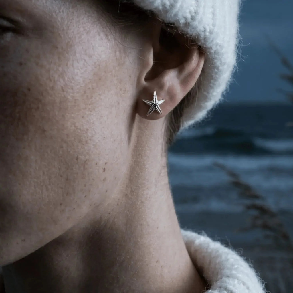 Dainty Silver Starfish Studs