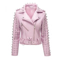 Women’s Hot Pink Studded Leather Jacket