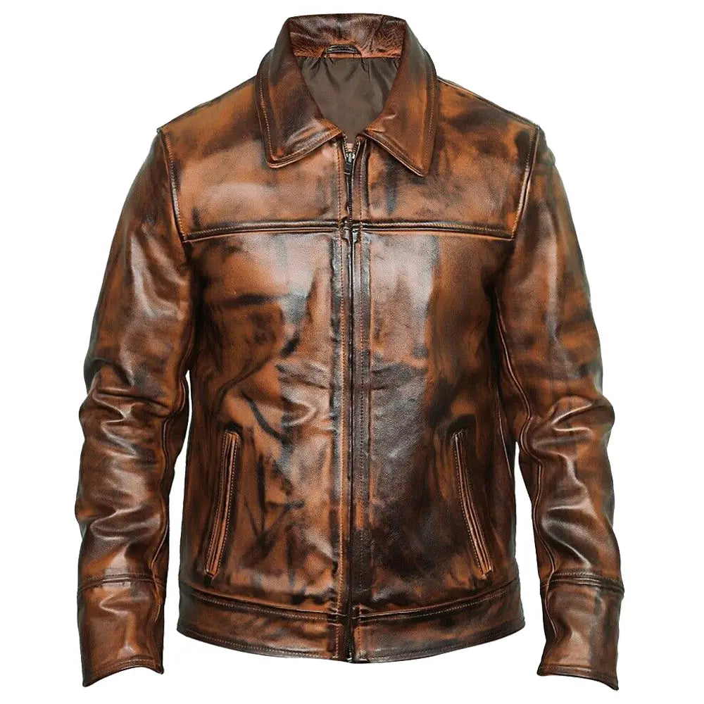 Men’s Waxed Leather Fashion Jacket