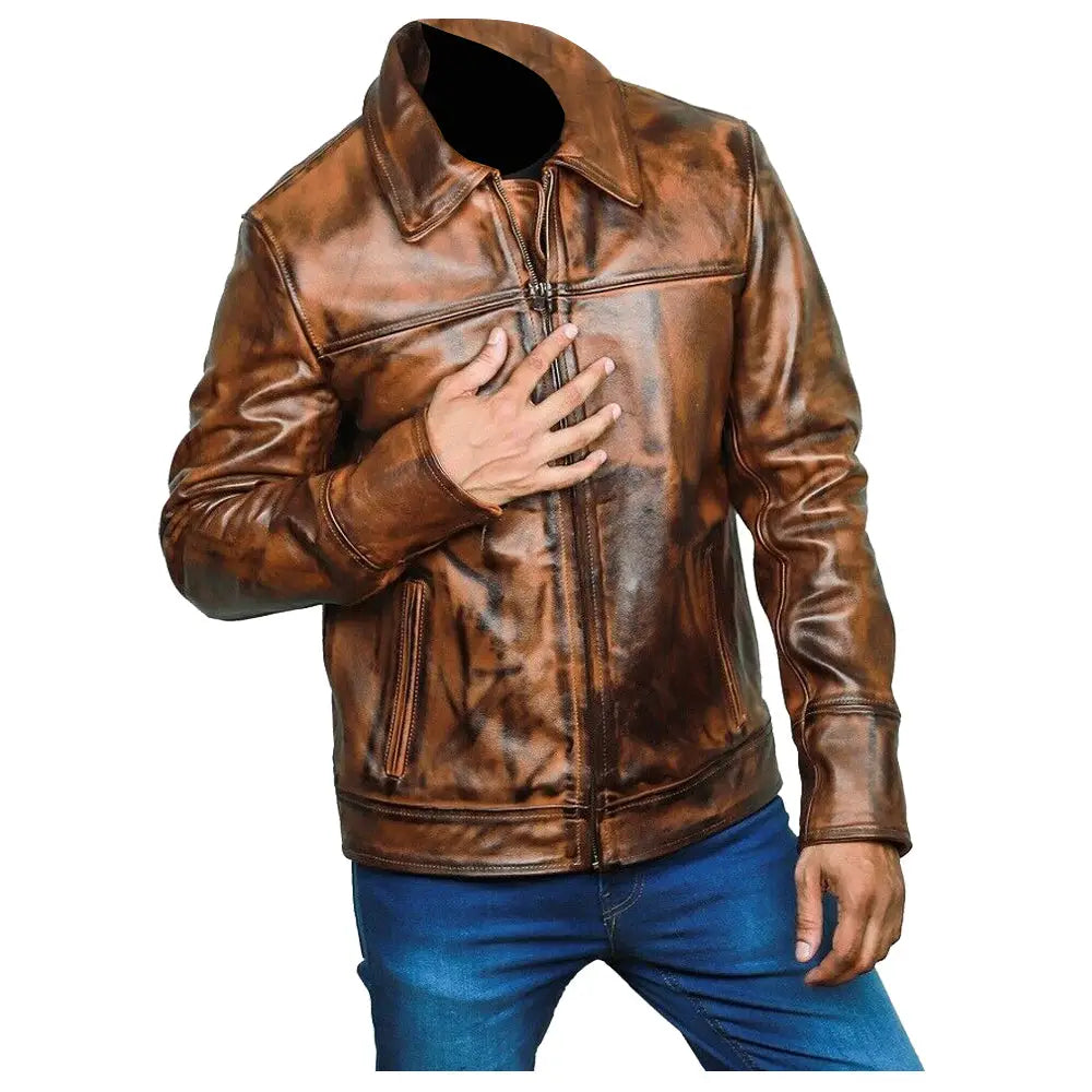 Men’s Waxed Leather Fashion Jacket