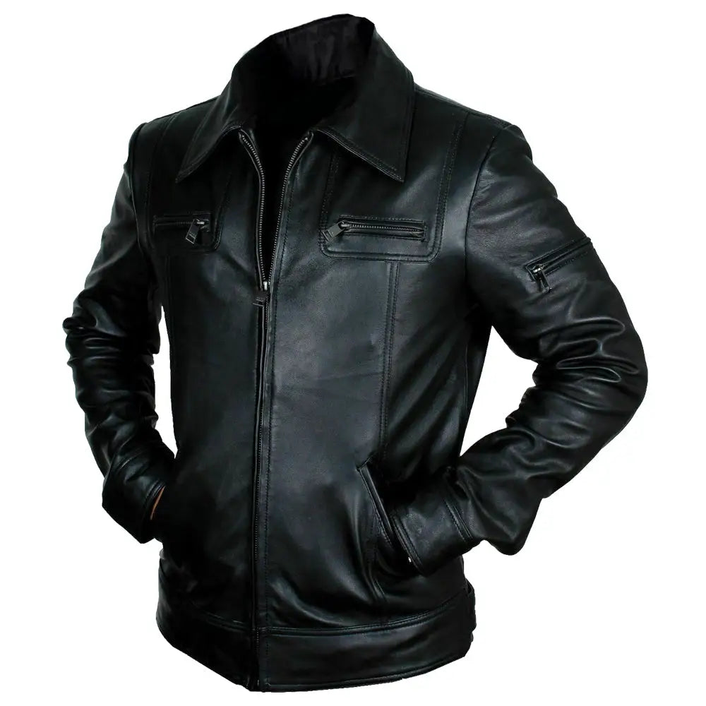 Men’s Buster Slim-Fit Leather Jacket