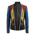 Men’s Handmade Multicolor Studded Leather Jacket