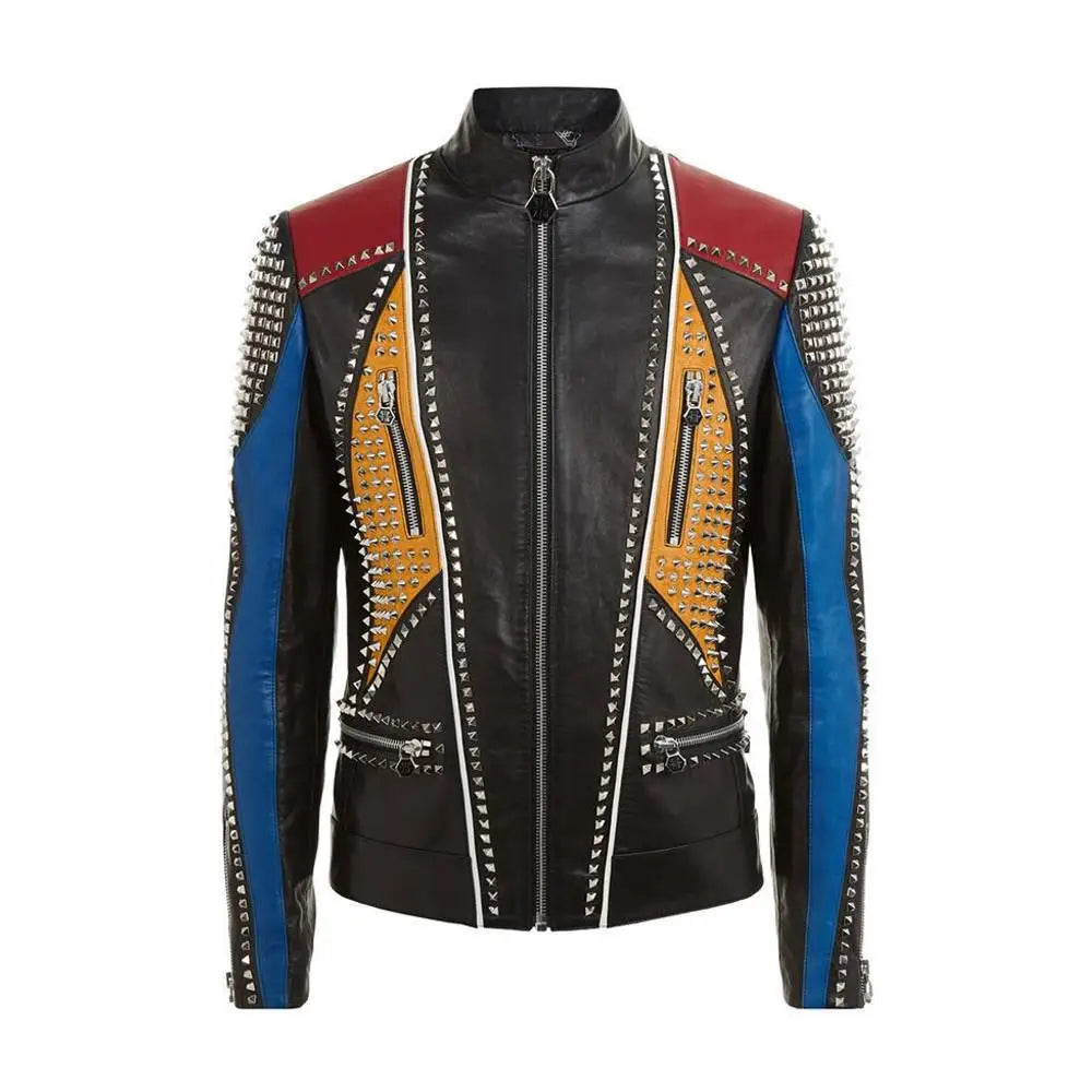 Men’s Multi-Color Leather Fashion Jacket