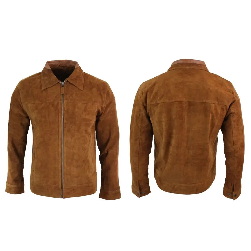 Men’s Brown Suede Leather Biker Jacket