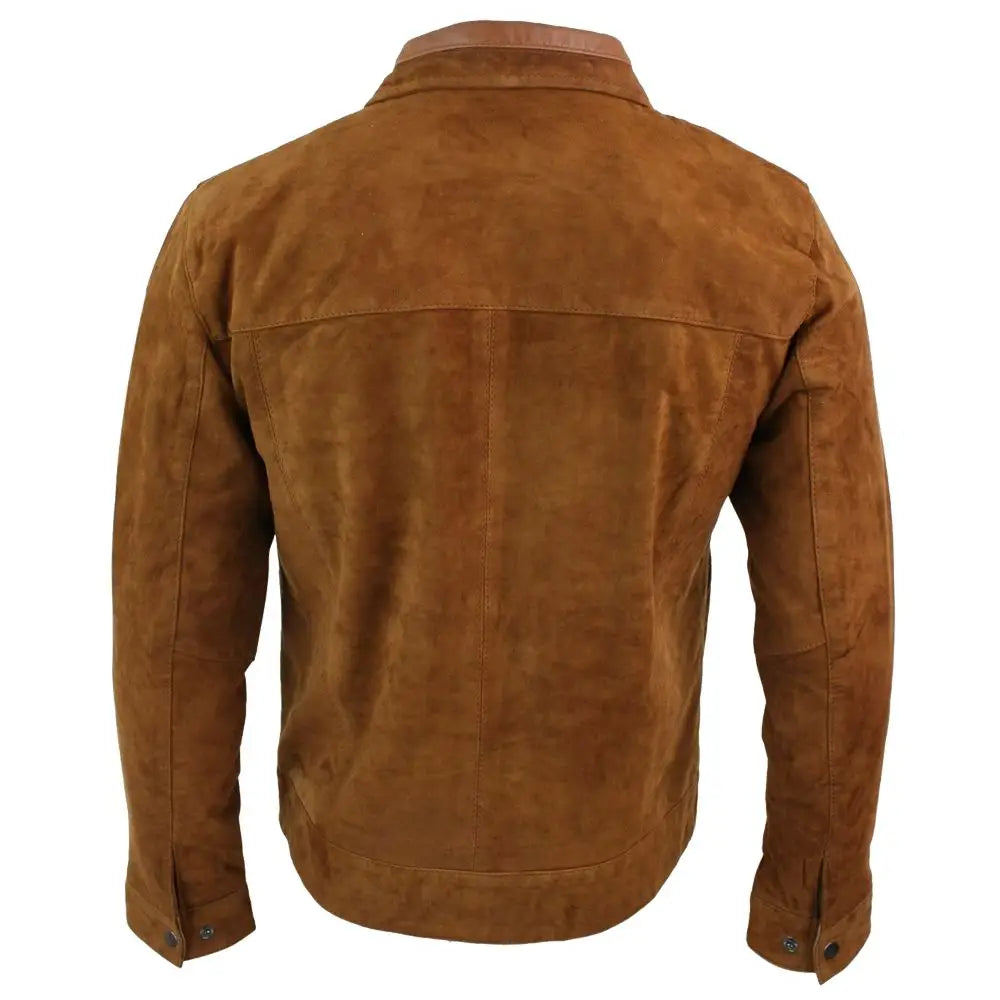 Men’s Brown Suede Leather Biker Jacket