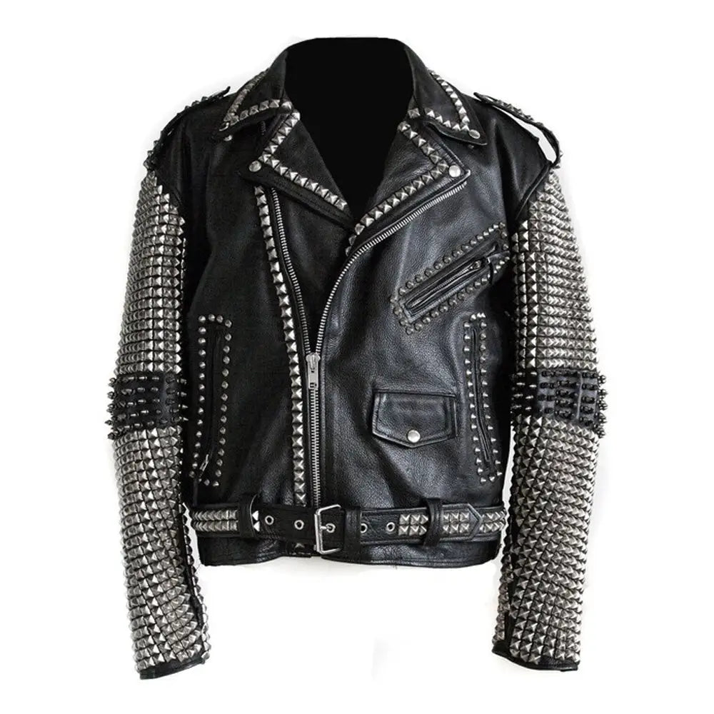 Men’s Punk Rock Studded Leather Jacket