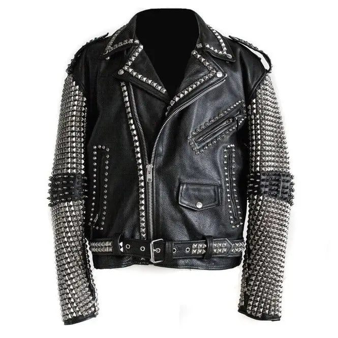 Men’s Punk Rock Studded Leather Jacket