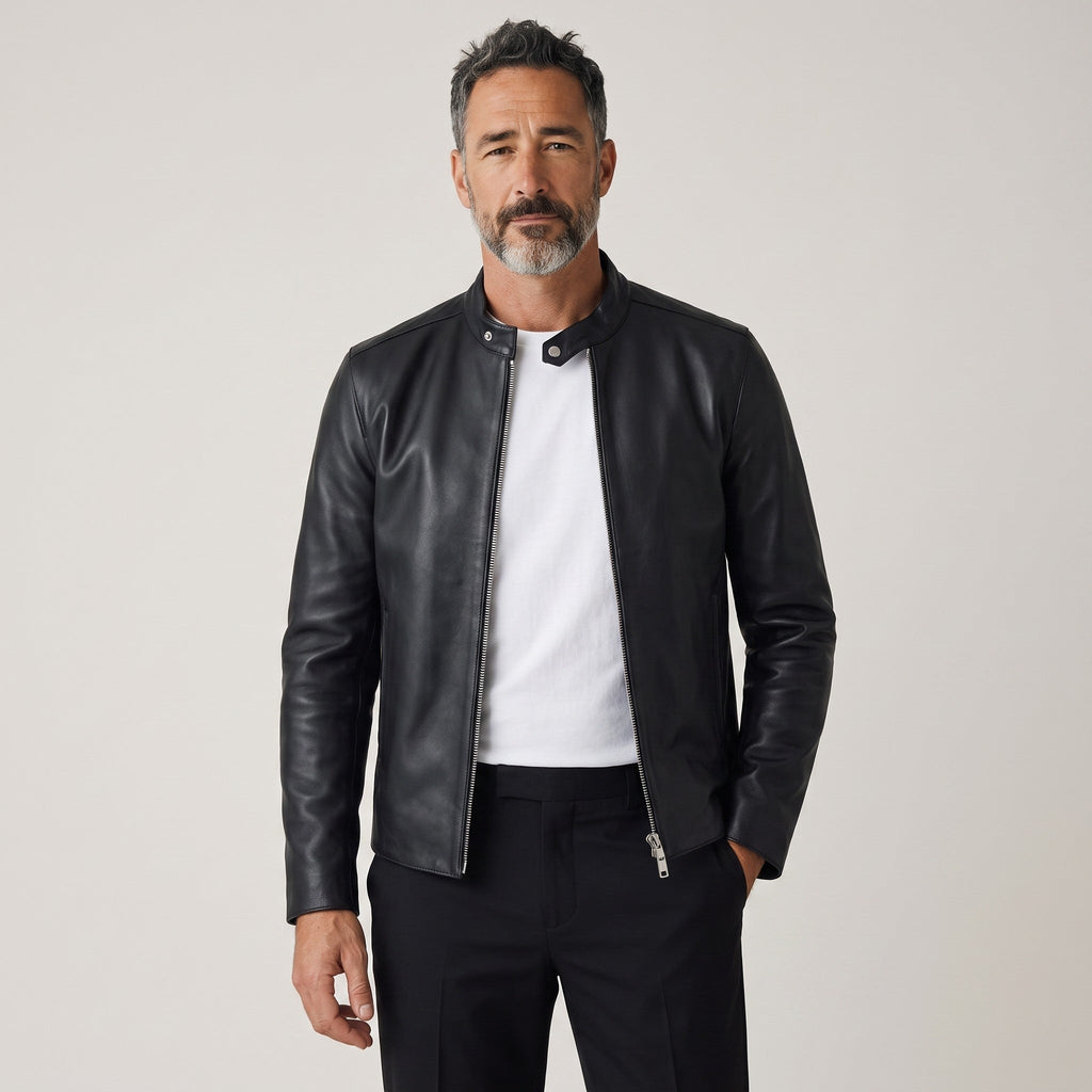 Men’s Leather Café Racer Jacket