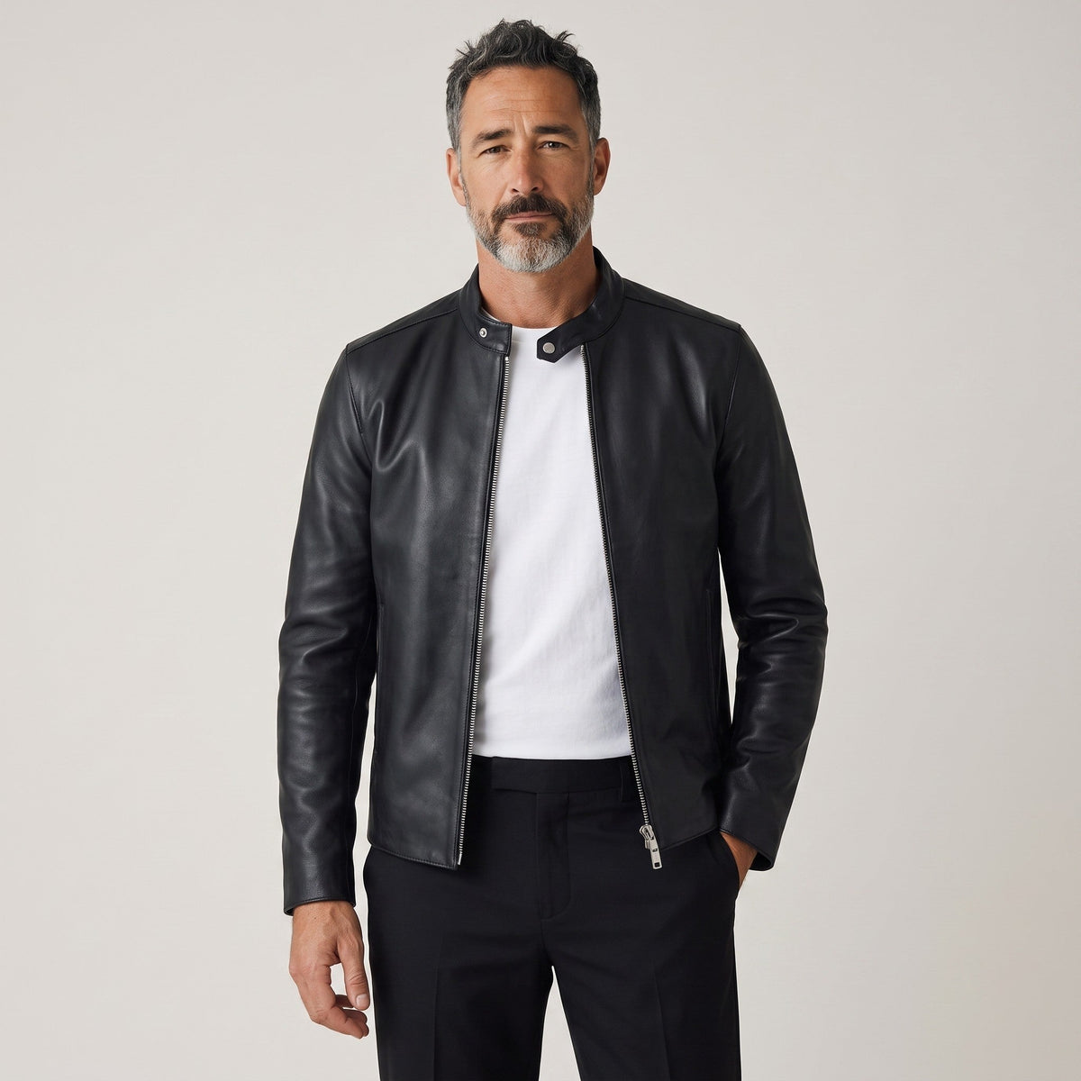 Men’s Leather Café Racer Jacket