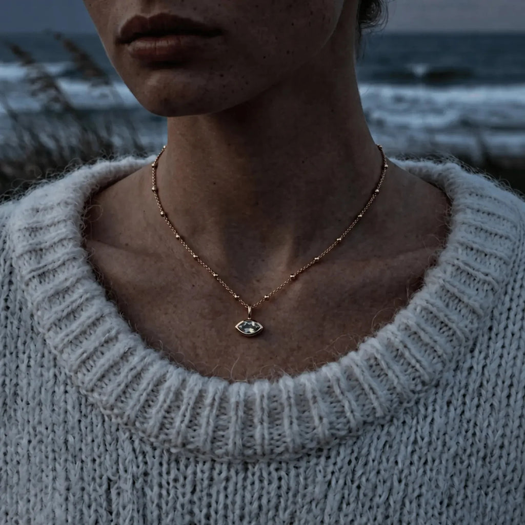 Siren’s Teardrop Green Quartz Necklace - Gold or Silver