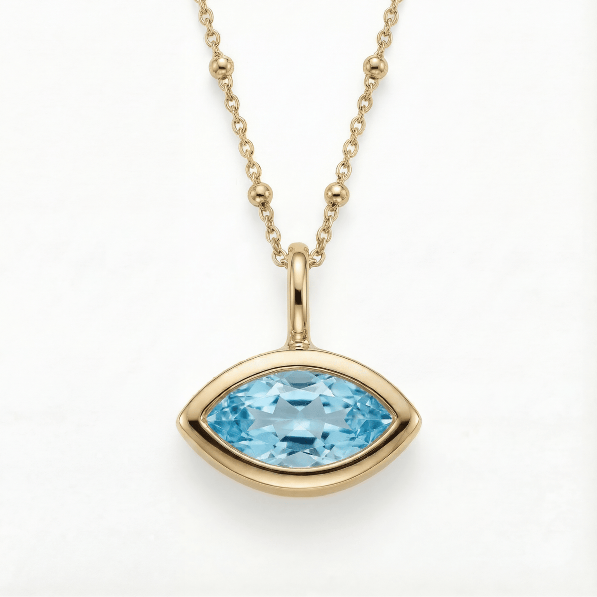 Siren’s Teardrop Sky Blue Topaz Necklace - Gold or Silver