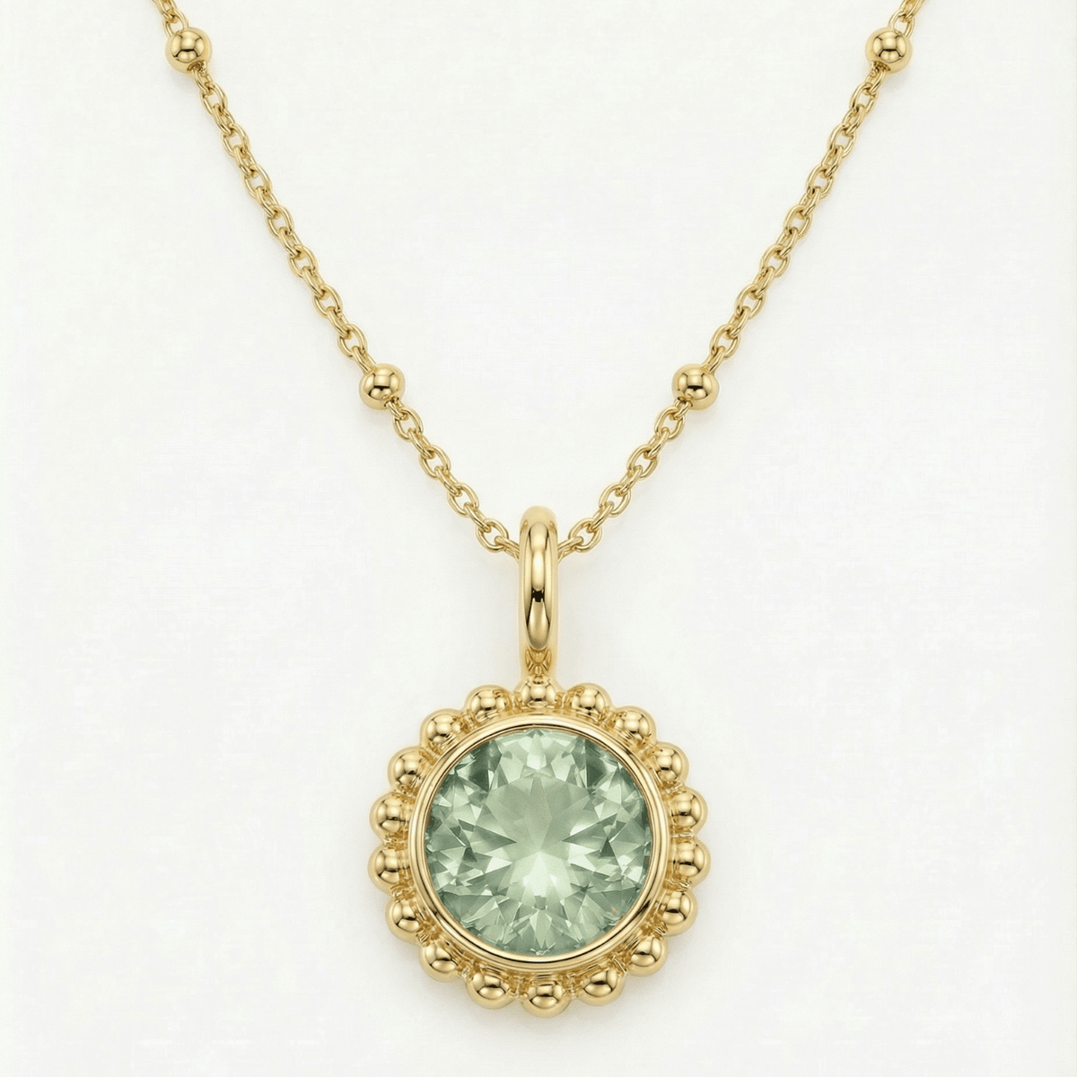 Sunburst Necklace - Green Quartz in Gold or Silver