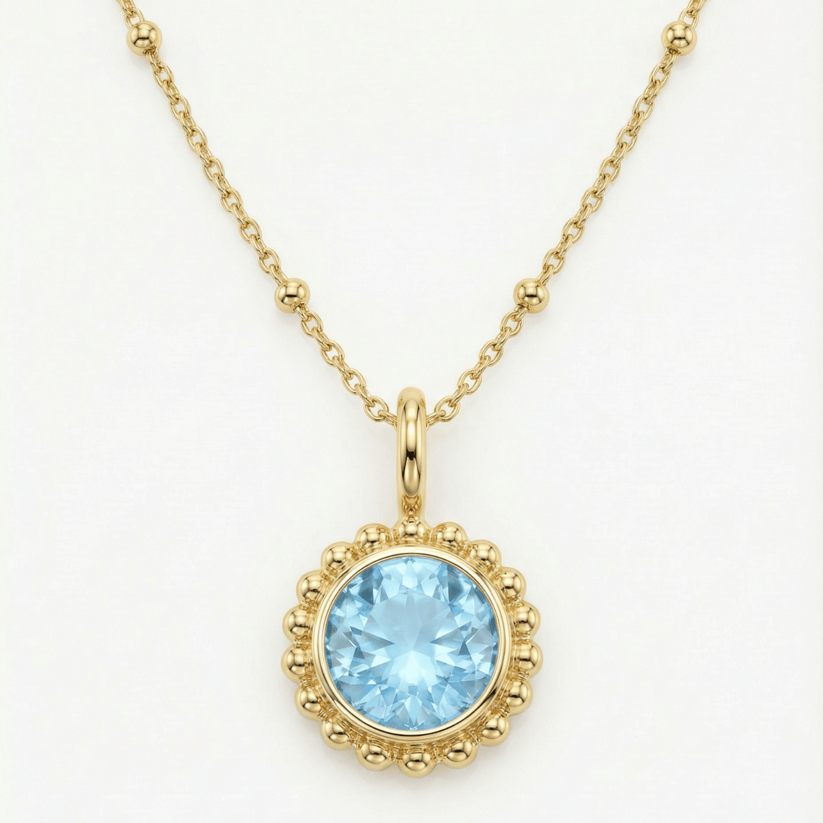 Sunburst Necklace - Sky Blue Topaz in Gold or Silver