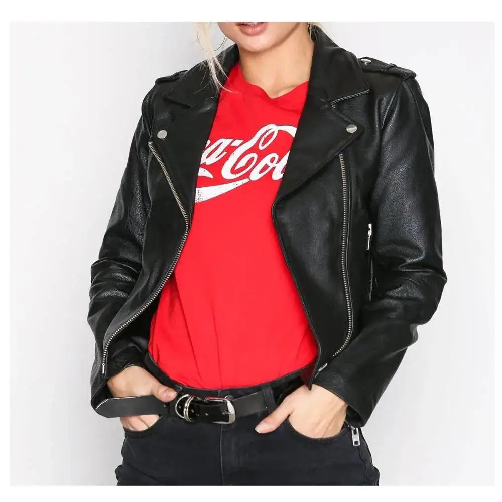 Women’s Slim Fit Fashion Biker Leather Jacket