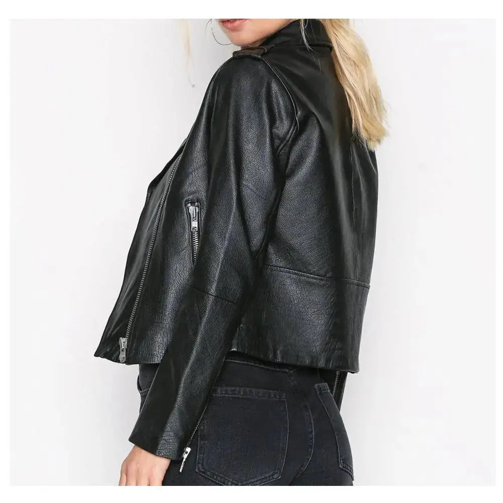 Women’s Slim Fit Fashion Biker Leather Jacket