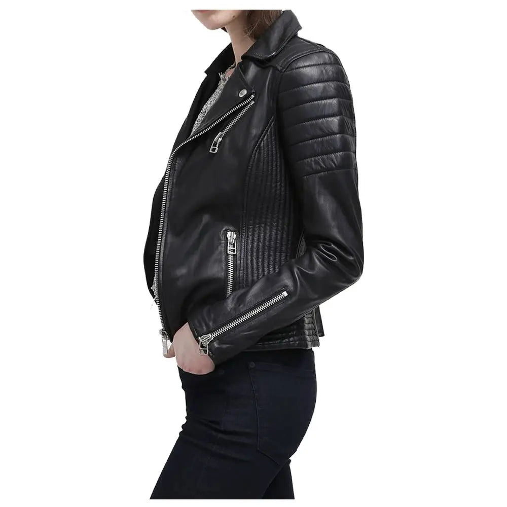 Women’s Slim-Fit Black Leather Jacket