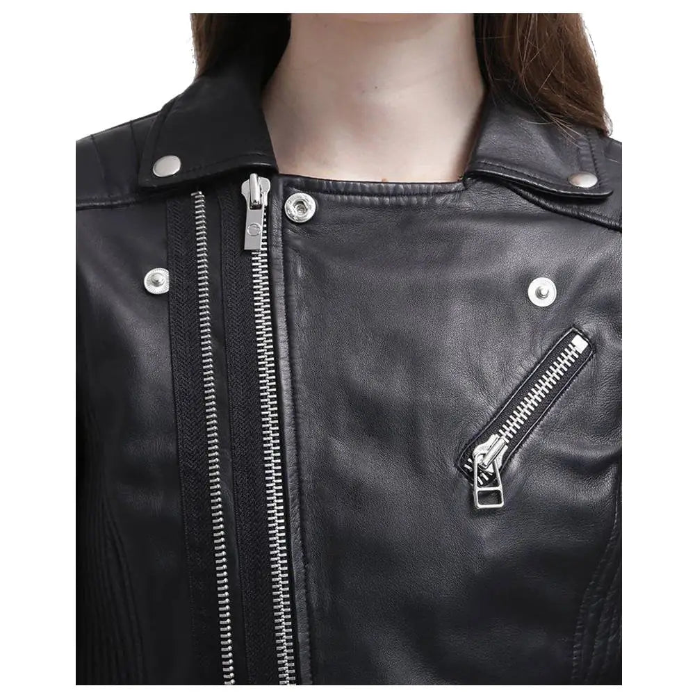 Women’s Slim-Fit Black Leather Jacket